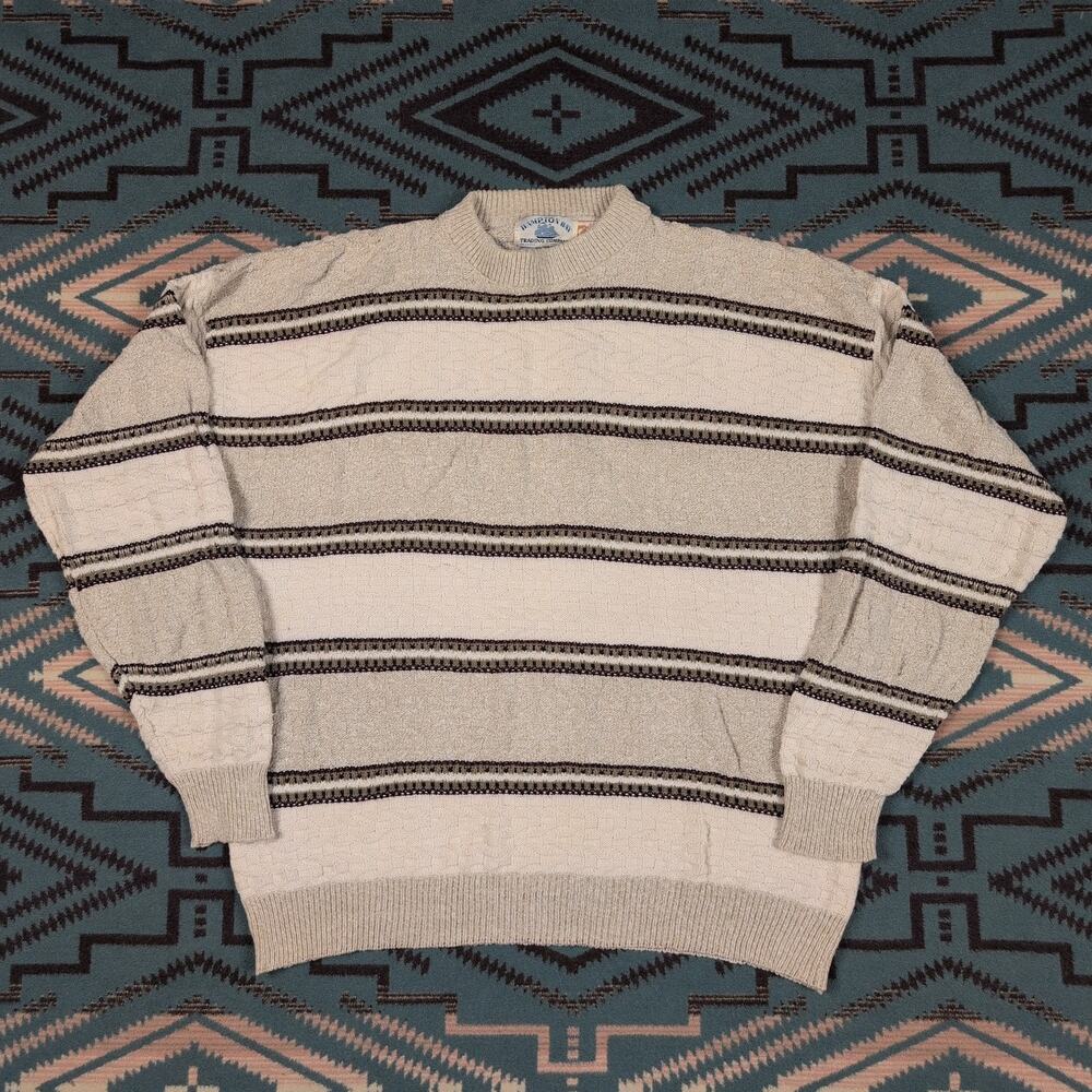Vintage Hampton Bay Mens Size XL Cotton Knit Sweater Made In USA Grandpa Retro